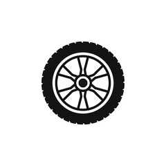 Tire and wheel icon flat vector illustration