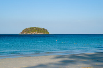 Fototapeta premium Tropical Andamand sea beach at Phuket, Thailand. Island look like turtle. South of Thailand with a relax atmosphere and beautiful beach where suitable for travel and enjoy holiday trip.