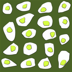 Vector image of fried eggs on a green background