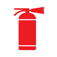 Flat vector illustration red fire extinguisher icon on white background. Fire safety.
