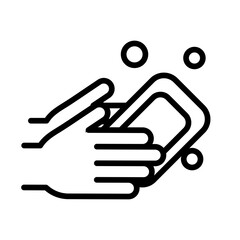 personal hand hygiene, washing hands soap disease prevention and health care line style icon