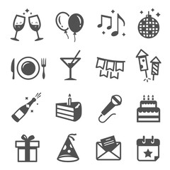 Obraz premium Holiday party thin line icons set isolated on white.