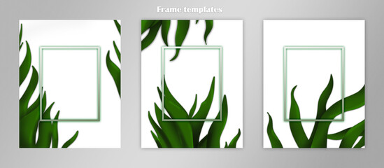 Set of frames with leaf backgrounds