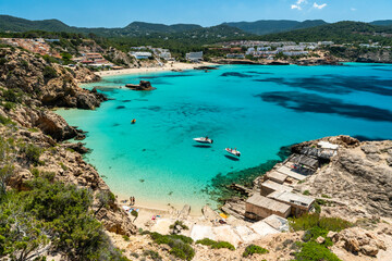 Ibiza beach. Cala Tarida beach. Ibiza island, Spain.