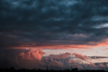 dark gray storm clouds after the rain