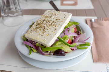 Traditional Greek salad with feta cheese
