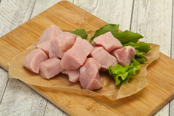 Raw fresh pork meat cube