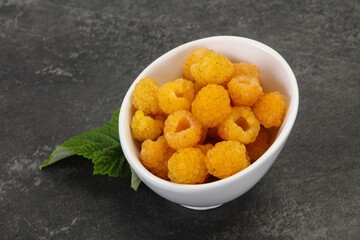 Sweet ripe tasty yellow raspberry