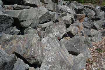 Artfully built wall with natural stone