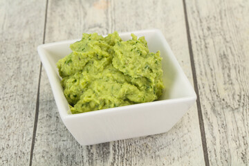 Avocado guacamole sauce with chili pepper