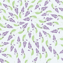 Abstract pattern with lavender on a light background. Floristic endless backdrop. Floral pattern, background with heathers. Colorful vector graphics. Doodle flowers. Fabric, wrapper, textile swatch.