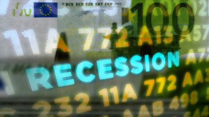 Crisis and recession stock markets and Euro money illustration