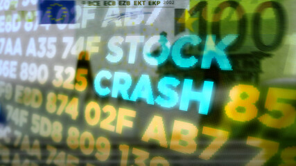 Crisis and recession stock markets and Euro money illustration