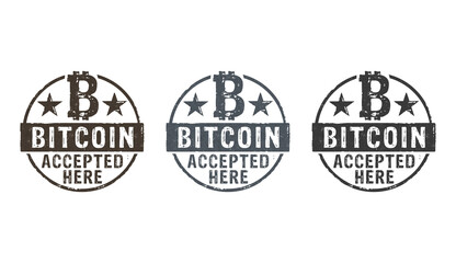 Bitcoin accepted here stamp and stamping