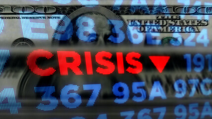 Obraz premium Crisis and recession stock markets and Dollar money illustration