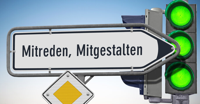 Mitreden, Mitgestalten, Wegweiser, Signal auf Gr&uuml;n