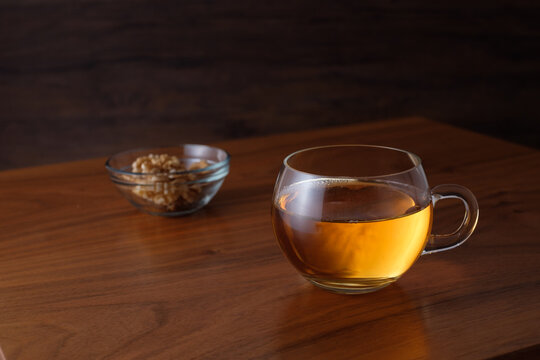 Black tea in a glass cup