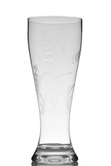 Empty glass for wheat beer in back lit