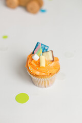 holiday cupcakes. cupcakes with cream for the child's birthday