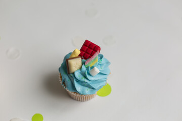 holiday cupcakes. cupcakes with cream for the child's birthday