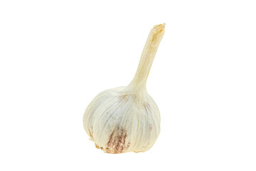 Ripe aroma fresh Garlic over white