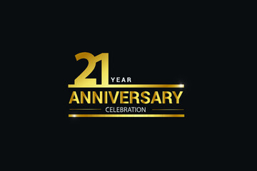 21 year anniversary celebration logotype. anniversary logo with golden and Spark light white color isolated on black background, vector design for celebration, invitation and greeting card - vector