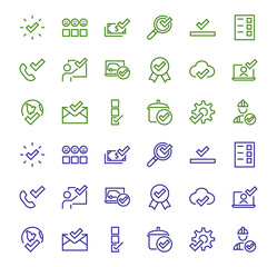 A simple set of claim related vector ICON lines. Contains icons such as file uploaded, received document, read message, receive call and more. Editable Bar. 48x48 Pixel Perfect