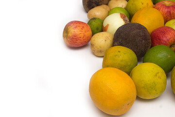 Assortment of exotic fruits isolated on white