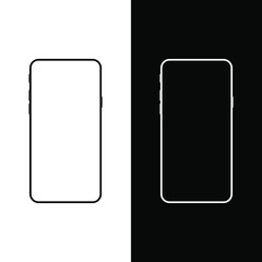 Mockup phone with white screen. Smartphone The shape of a modern mobile phone is designed to place ads or images on the screen.