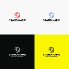 Negative space hand Bodybuilding logo design template vector illustration. Gym logo fitness logo icon design for gymnasium company or business startup. 