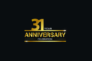 31 year anniversary celebration logotype. anniversary logo with golden and Spark light white color isolated on black background, vector design for celebration, invitation and greeting card - vector