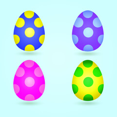 Set of colorful easter eggs isolated on white background. Vector illustration.
