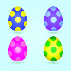 Set of colorful easter eggs isolated on white background. Vector illustration.
