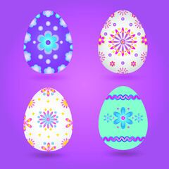 Set of colorful easter eggs isolated on white background. Vector illustration.
