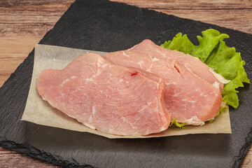 Raw pork steak for cooking