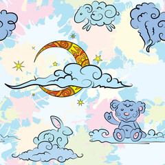 Seamless pattern. Decorative clouds.