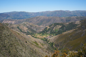 Fototapeta premium Covas do Monte village in Arouca Serra da Freita mountain, Portugal