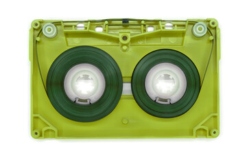 green old audio cassette tape open