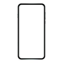 High detailed realistic frameless smartphone vector illustration mockup. Black mobile phone isolated on white background. For user interface test or presentation.