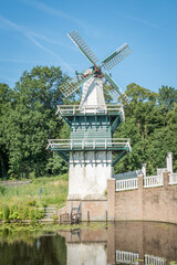 Dutch wooden windmill at Groenendaal in the town of Heemstede