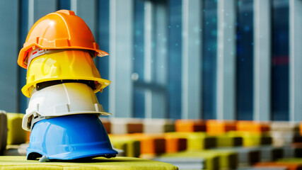 Hard Hat Construction for worker or engineer wearing prevent or safety working in dangerous area Such as construction sites, industry, factory and warehouses. Concept Contractor work agreement