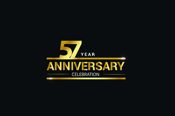 57 year anniversary celebration logotype. anniversary logo with golden and Spark light white color isolated on black background, vector design for celebration, invitation and greeting card - vector