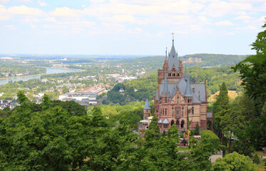 Fototapeta na wymiar Drachenburg Castle, Rhine valley and the city of Bonn. Germany, Europe.