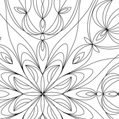 Black & white card with mandala, ornament, hand drawn, line art. Good for card, poster, print, ceramic design, tattoo, adult coloring book