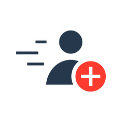 Quick registration line vector icon. 
People vector symbol. Avatar with plus icons set for web design. Modern flat web profile icon for app design. User face minimal flat linear icons