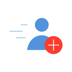 Fototapeta premium Quick registration line vector icon. People vector symbol. Avatar with plus icons set for web design. Modern flat web profile icon for app design. User face minimal flat linear icons