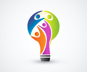 Logo people creative light bulb ideas concept vector image