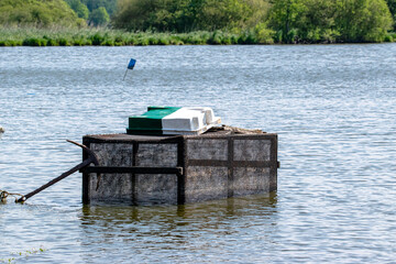 Fototapeta na wymiar A fish trap in the lake of grand lieu,Loire Atlantique,France.