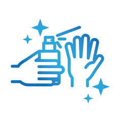 personal hand hygiene, using alcohol spray, disease prevention and health care gradient style icon