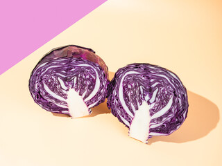 Fototapeta premium Two halves of red cabbage isolated